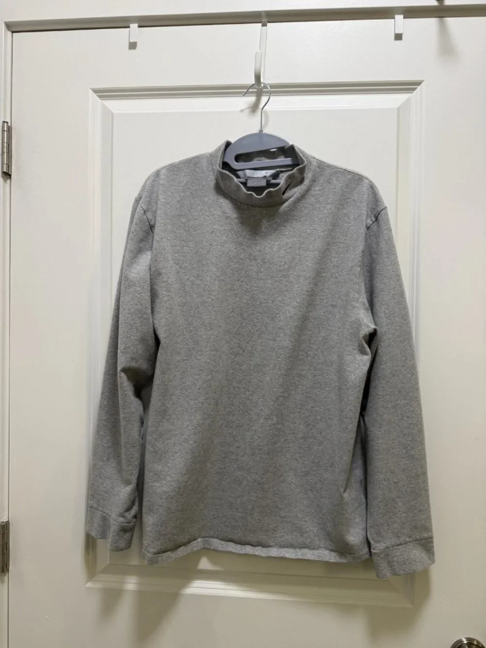 Nike Gray Long Sleeve Mock Neck Pullover Activewear Top Sz L